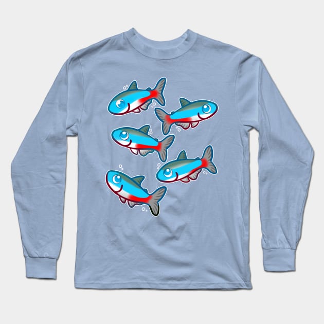 Neon Tetras Long Sleeve T-Shirt by leashonlife